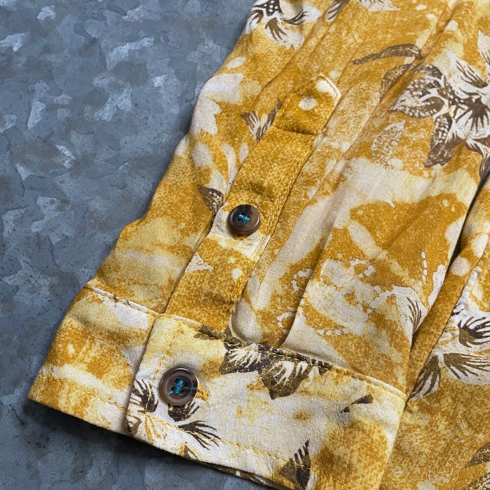 Anthropologie Pilcro Romy Batik Floral Button Down Shirt Large Yellow Blouse Top - Picture 5 of 11